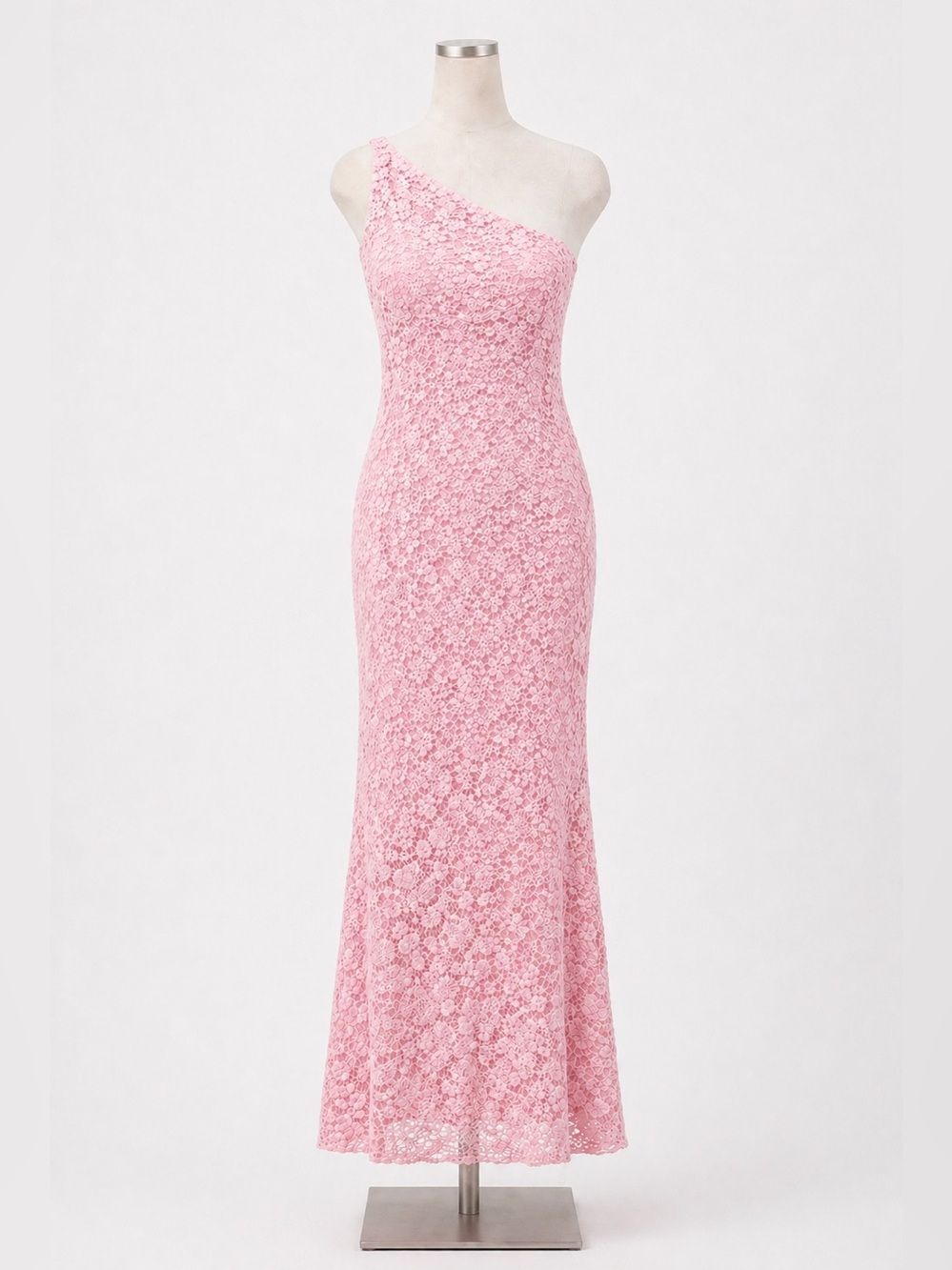 Bardot Albie One Shoulder Lace Bodycon Maxi Dress Pink Long Formal Gown 8 NEW - Picture 2 of 16